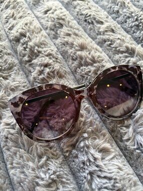 Lucky Brand Tortoiseshell Cat-Eye Sunglasses with Purple Lenses